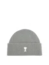 Ami Alexandre Mattiussi Grey Alpaca Striped Ami De Coeur Beanie Grey In Gray