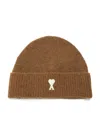 Ami Alexandre Mattiussi Brown Alpaca Striped Ami De Coeur Beanie Brown In Brown