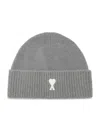 Ami Alexandre Mattiussi Alpaca-blend Logo Beanie In Gray