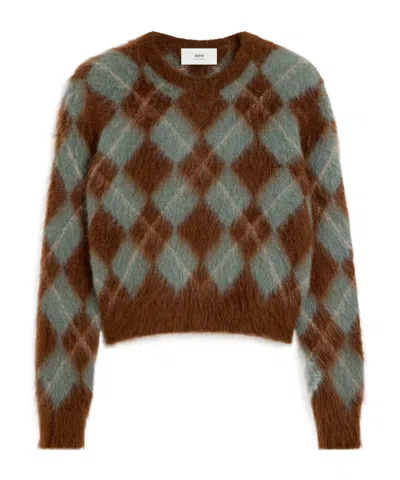 AMI ALEXANDRE MATTIUSSI AMI PARIS ARGYLE KNITTED JUMPER