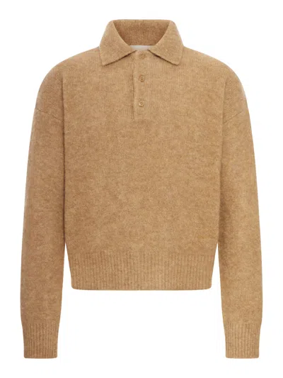 AMI ALEXANDRE MATTIUSSI ALPACA LONG-SLEEVED POLO SHIRT