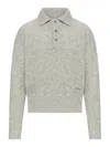 Ami Alexandre Mattiussi Alpaca Long-sleeved Polo Shirt In Gray