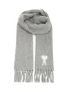 Ami Alexandre Mattiussi Ami Paris Women Ami De Coeur Wool Scarf In Gray