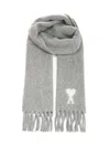 Ami Alexandre Mattiussi Ami Paris Women Ami De Coeur Wool Scarf In Gray