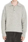 Ami Alexandre Mattiussi Light Grey Knit Sweater With Polo Collar And Three-button Placket In Gray