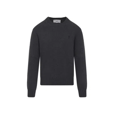Ami Alexandre Mattiussi Ami Paris Anthracite Grey Ami De Coeur Sweater Men In Gray