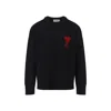 Ami Alexandre Mattiussi Ami Felted Wool Sweater With Heart And Logo Detail In Black