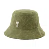Ami Alexandre Mattiussi Ami Adc Embroidery Bucket Hat - Cotton - Khaki