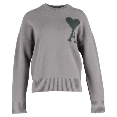 Ami Alexandre Mattiussi Ami Adc Intarsia Sweater In Grey Wool