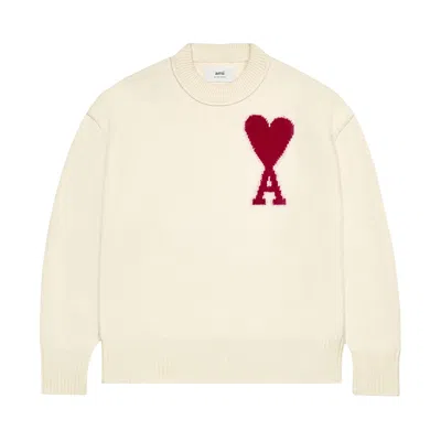 Pre-owned Ami Alexandre Mattiussi Ami Adc Sweater 'off White/red'