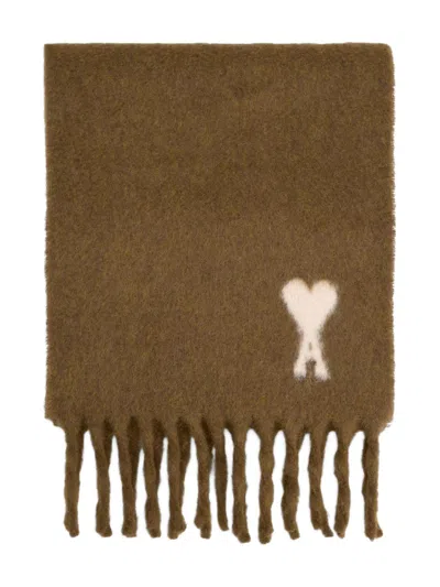 Ami Alexandre Mattiussi Ami Alpaca Blend Fringed Scarf In Brown