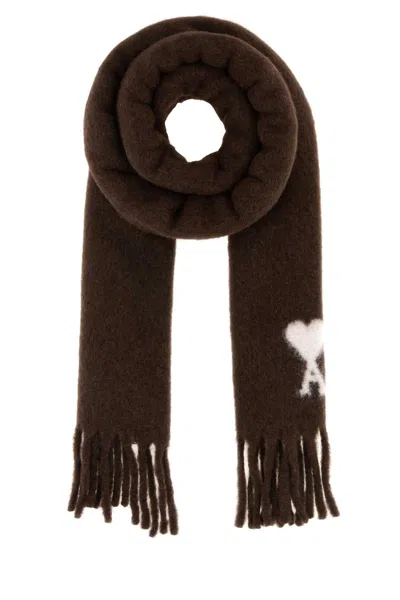 Ami Alexandre Mattiussi Ami Alpaca Blend Scarf 260 Cm X 32 Cm In Brown