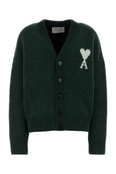 Ami Alexandre Mattiussi Ami Alpaca-blend Cardigan In Green