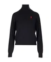 Ami Alexandre Mattiussi Ami Paris Jersey With Ami De Couer Embroidery In Black