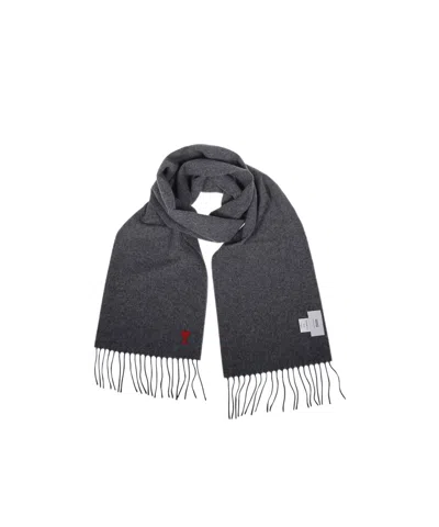 Ami Alexandre Mattiussi Ami Ami De Coeur Knitted Scarf In Black