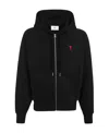 Ami Alexandre Mattiussi Zip-up Hoodie With Kangaroo Pocket And Drawstring Hood In Black