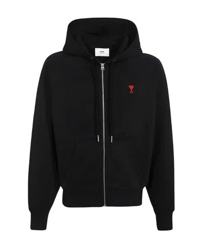 AMI ALEXANDRE MATTIUSSI AMI AMI DE COEUR LOGO EMBROIDERED ZIP-UP HOODIE