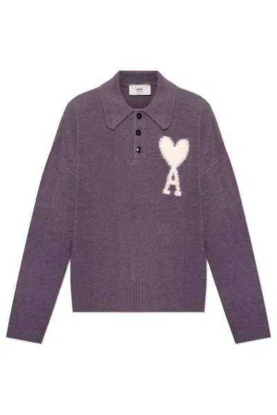 Ami Alexandre Mattiussi Ami Ami De Coeur Polo In Purple