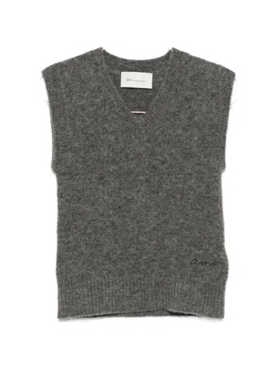 Ami Alexandre Mattiussi Ami Paris Wool Sleeveless Sweater In Gray