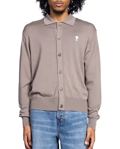 Ami Alexandre Mattiussi Ami Paris Ami De Coeur Knitted Cardigan In Grey