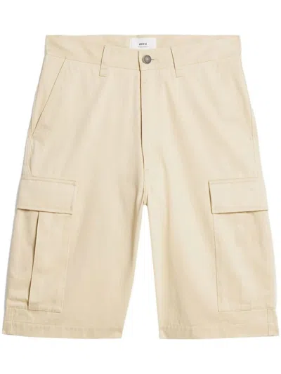 Ami Alexandre Mattiussi Ami Beige Cargo Shorts With Relaxed Fit In Neutral