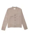 Ami Alexandre Mattiussi Ami Beige Wool-cashmere Cardigan With Elbow Patches In Neutral