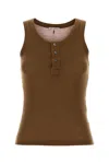Ami Alexandre Mattiussi Ribbed Tank Top Featuring Button Detail In Brown
