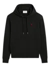 Ami Alexandre Mattiussi Ami Black Cotton Hoodie With Embroidered Logo And Functional Pockets