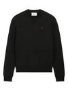 Ami Alexandre Mattiussi Ami Black Cotton Jersey Fleece Sweater With Monogram Motif