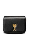 Ami Alexandre Mattiussi Grained Texture Adjustable Strap Bag Gold-tone Hardware In Black