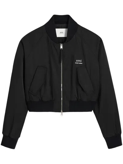 Ami Alexandre Mattiussi Ami Black Ribbed Trim Baseball Jacket