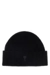 Ami Alexandre Mattiussi Ami Black Wool Beanie Hat In Black