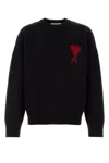 Ami Alexandre Mattiussi Ami Felted Wool Sweater With Heart And Logo Detail In Black