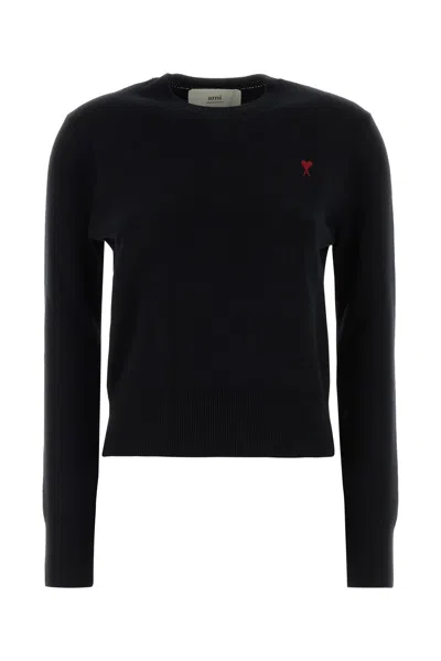 Ami Alexandre Mattiussi Midnight Blue Wool Sweater In Black