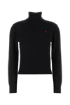 Ami Alexandre Mattiussi Wool Turtleneck Sweater With Ribbed Cuffs And Hem In Black