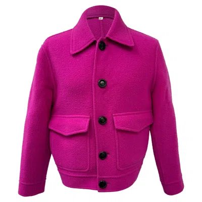 Ami Alexandre Mattiussi Ami Boxy Fit Double Face Coat In Pink Wool