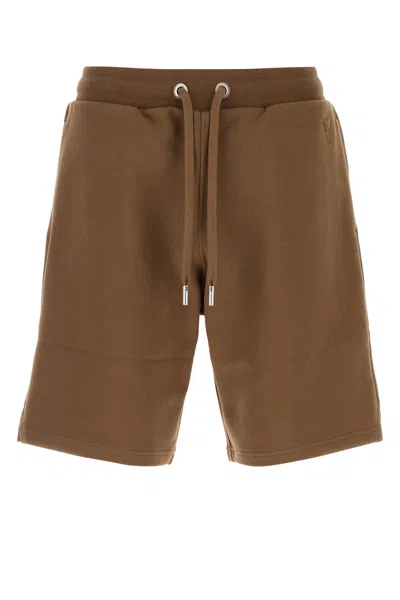 Ami Alexandre Mattiussi Ami Brown Cotton Bermuda Shorts In Animal Print