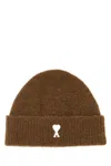 Ami Alexandre Mattiussi Ami Brown Stretch Alpaca Blend Beanie In Brown