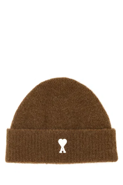 Ami Alexandre Mattiussi Ami Brown Stretch Alpaca Blend Beanie