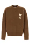 Ami Alexandre Mattiussi Ami Brown Stretch Alpaca Blend Sweater In Brown