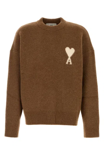 Ami Alexandre Mattiussi Ami Brown Stretch Alpaca Blend Sweater