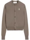Ami Alexandre Mattiussi Ami Brown Wool Cardigan With Front Button Fastening In Brown