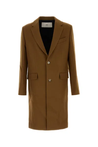 AMI ALEXANDRE MATTIUSSI AMI BROWN WOOL COAT