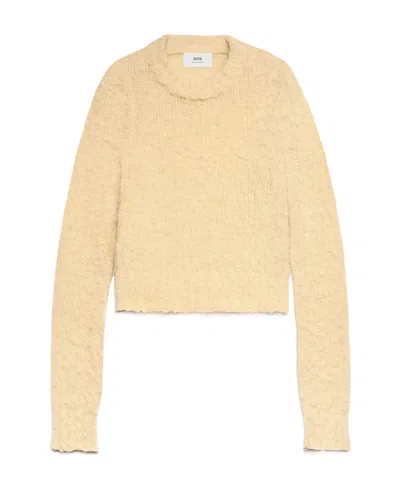 Ami Alexandre Mattiussi Crew-neck Brushed Jumper In Yellow