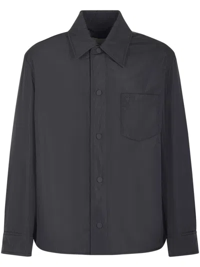 Ami Alexandre Mattiussi Ami Paris Ami De Coeur Embroidered Padded Water Repellent Shirt Jacket In Black