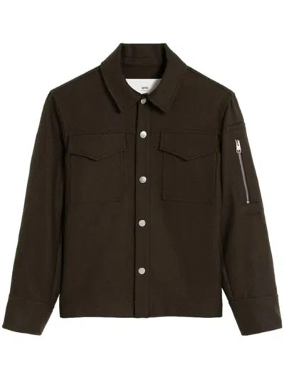 AMI ALEXANDRE MATTIUSSI AMI BUTTON-UP WOOL SHIRT JACKET