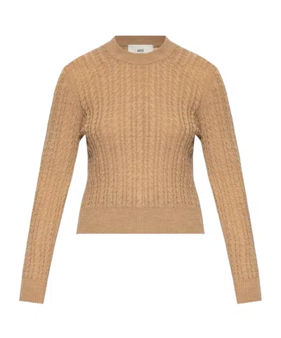 AMI ALEXANDRE MATTIUSSI AMI CABLEKNIT CREWNECK SWEATER