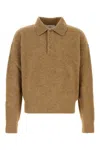 Ami Alexandre Mattiussi Ami Paris Grey Wool And Alpaca Polo Sweater In Brown