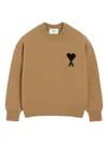 Ami Alexandre Mattiussi Ami Bronze Knit Sweater With Inside-out Seams And Heart Logo In Brown