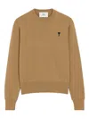 Ami Alexandre Mattiussi Brown Wool Ami De Coeur Crewneck Sweater Brown In Brown